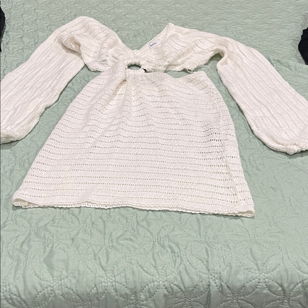 Bershka Ivory Knit Beach Cover-Up